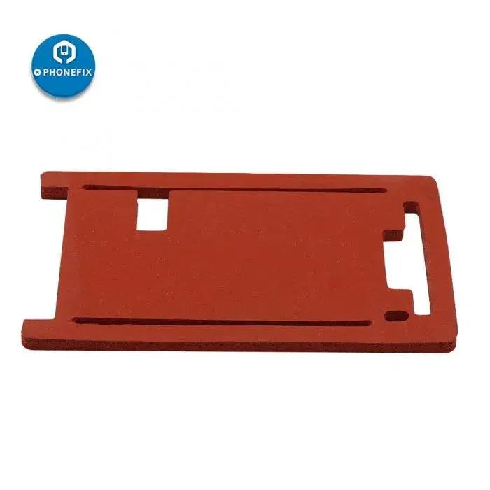 PhoneFix silicone pad for iPhone 7 to 14 LCD screen positioning mold, used as a screen repair tool for accurate LCD placement.