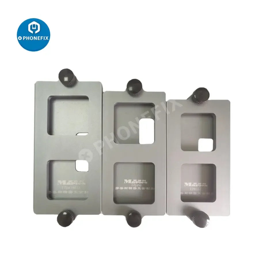 PHONEFIX iPhone 12 Series LCD screen frame bezel pressure holding mold clamp for screen repair and assembly.