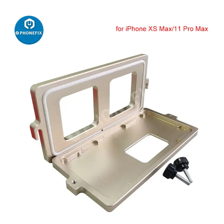 PhoneFix iPhone 12 Series LCD screen frame bezel pressure holding mold clamp for screen repair and assembly.