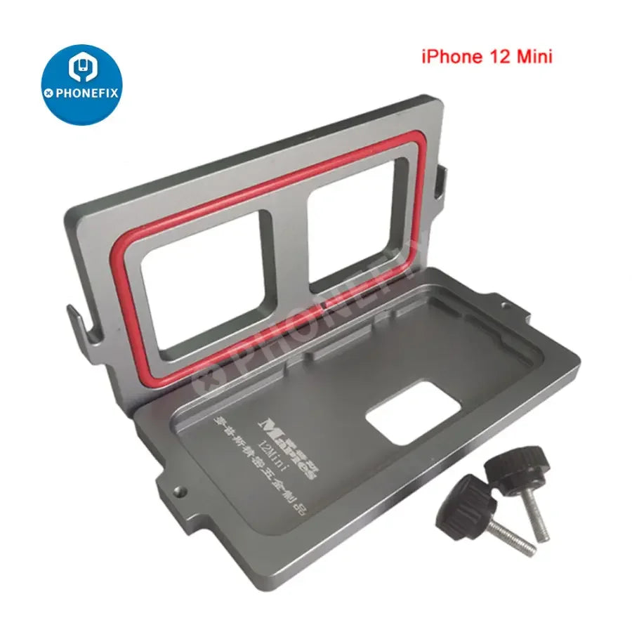 PhoneFix iPhone 12 series LCD screen frame bezel pressure holding mold clamp for screen assembly and repair.