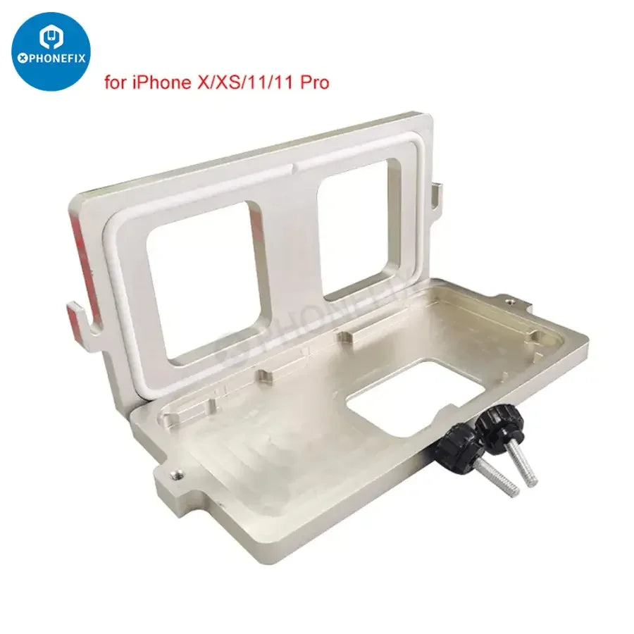 PhoneFix iPhone 12 series LCD screen frame bezel pressure holding mold clamp for screen repair and assembly.
