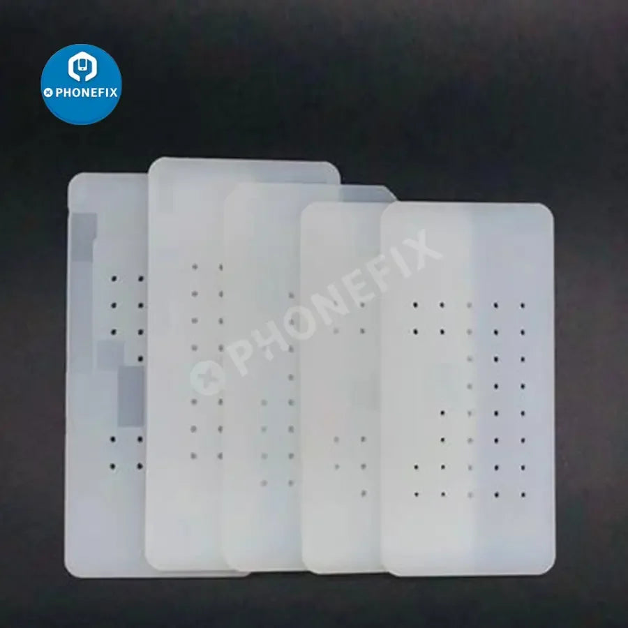 Silicone rubber mat pad for iPhone 14, 12 Pro Max, X, XS cleaning and glue removal, designed by PHONEFIX for screen repair tools.