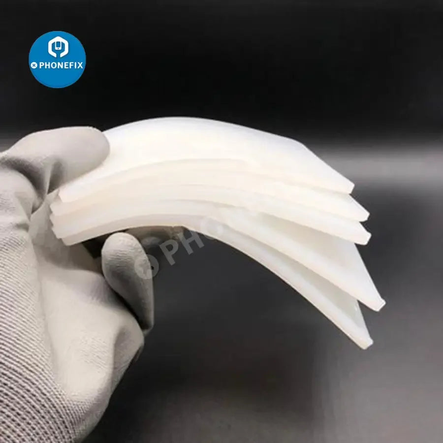 Silicone rubber mat pad by PHONEFIX for cleaning iPhone 12 Pro Max, X, XS screens and removing glue, used as a phone screen repair tool.