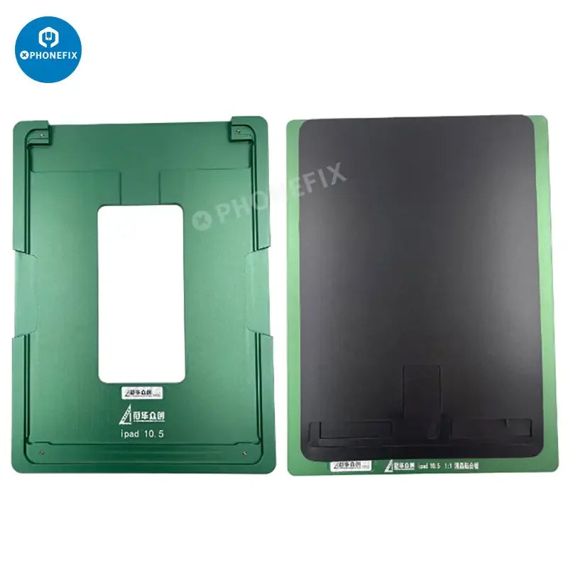 PhoneFix LCD screen alignment mold rubber mat for iPad Air series, used for screen lamination and precise alignment.
