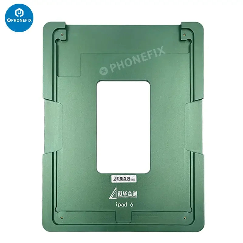 PhoneFix LCD screen alignment mold and laminating rubber mat for iPad Air series, used for precise screen installation and repairs.