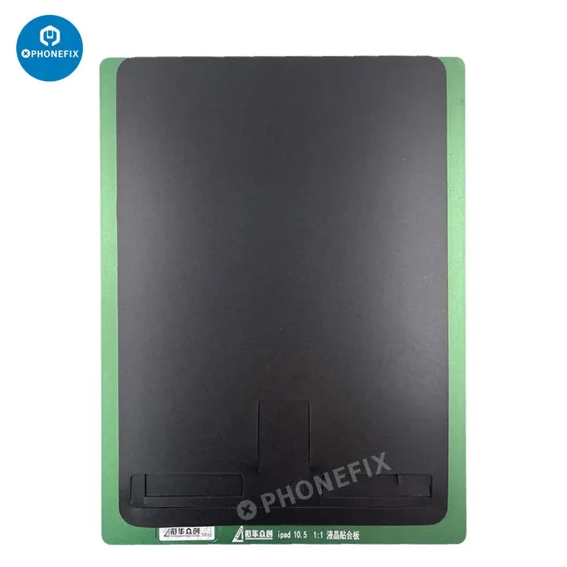 LCD screen alignment mold rubber mat for iPad Air series, used as a screen tool by PHONEFIX for precise laminating and assembly.