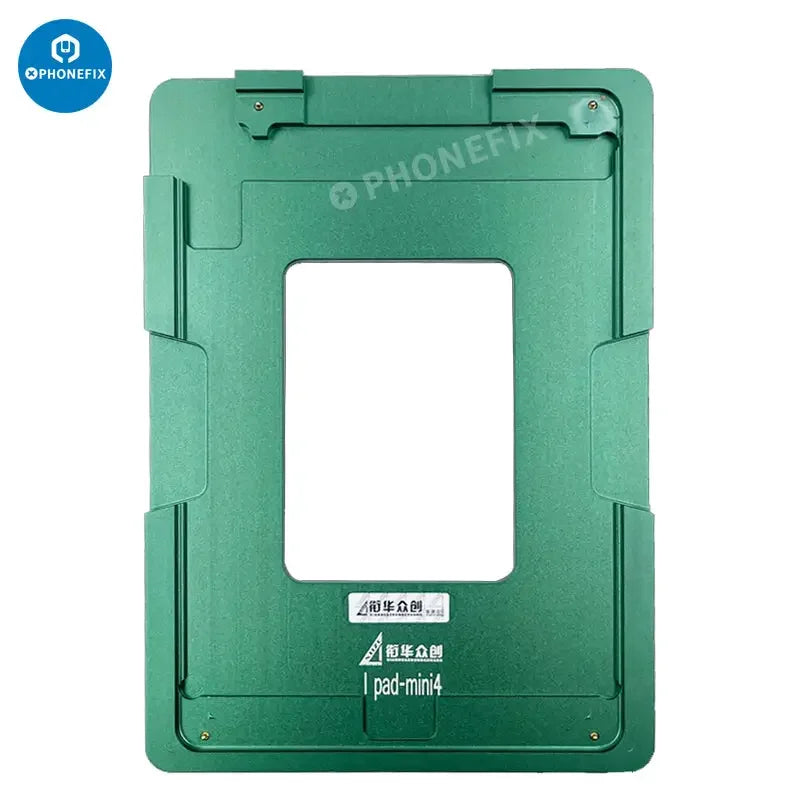 LCD screen laminating rubber positioning mold for iPad Mini series, used as a screen tool by PHONEFIX for precise assembly.