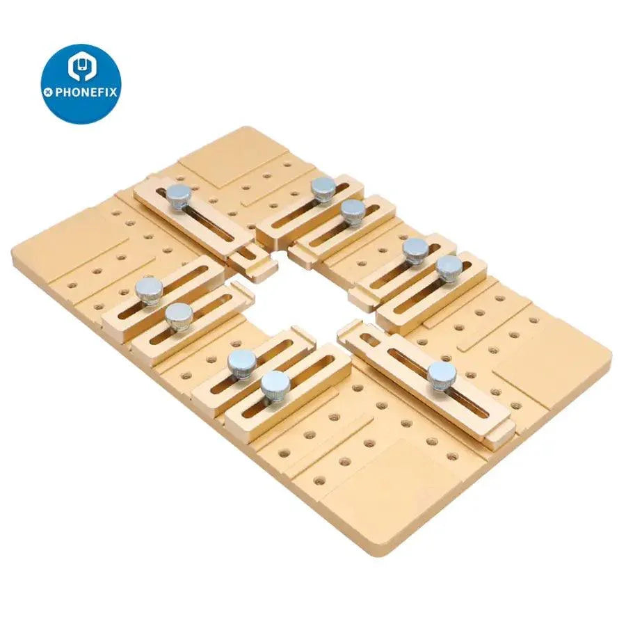 PhoneFIX UV glue mold jig holder clamp for phone LCD screen OCA laminating, used for precise screen repair and assembly.
