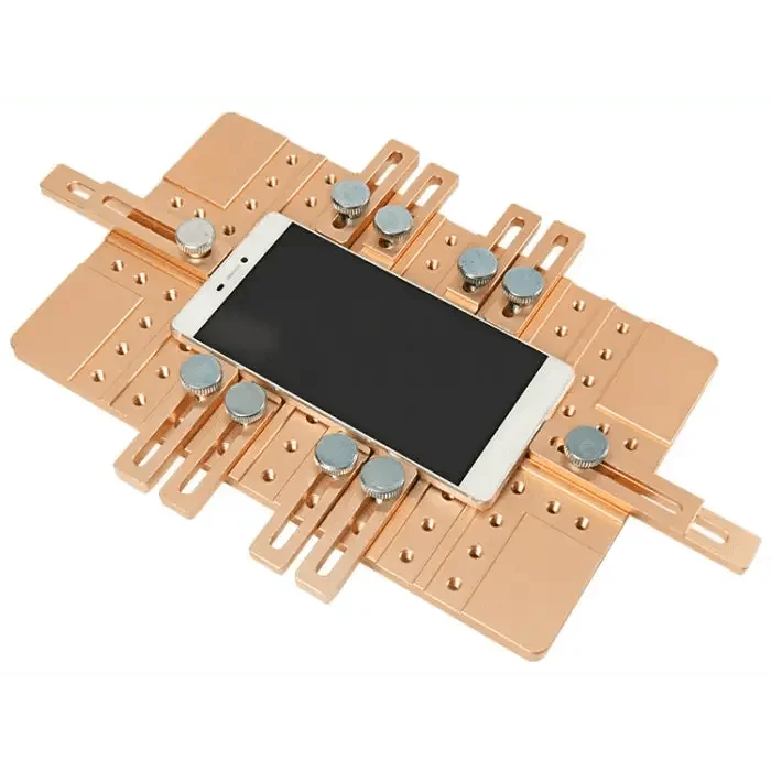 PhoneFIX LCD screen UV glue mold jig holder clamp for OCA laminating, used for precise alignment during screen repair.