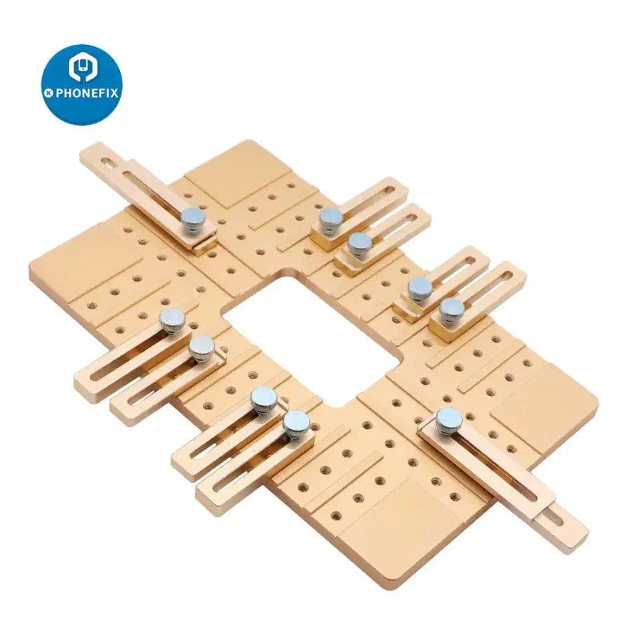 PhoneFIX LCD screen UV glue mold jig holder clamp for OCA laminating, used for precise phone screen assembly and repair.