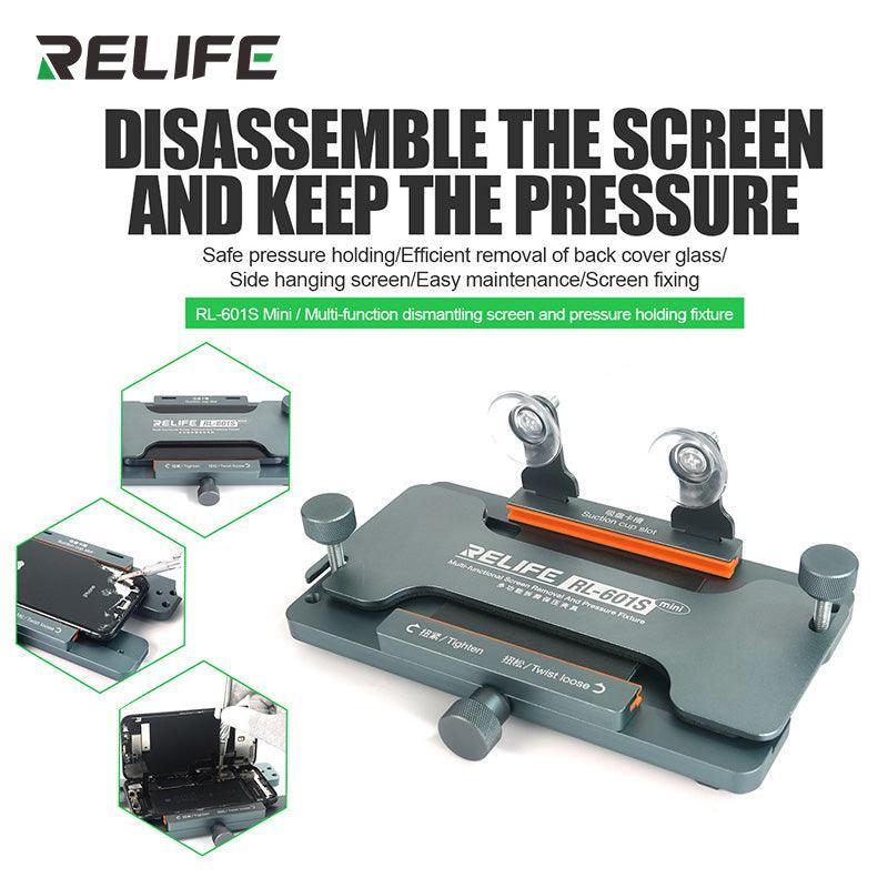 PhoneFIX LCD screen UV glue mold jig holder clamp for OCA laminating, used in phone screen repair and assembly.