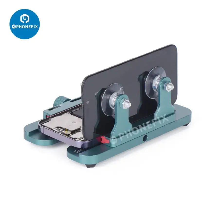 PHONEFIX cell phone repair stand holder for iPad and iPhone LCD screens, used as a screen tool for repair and display.