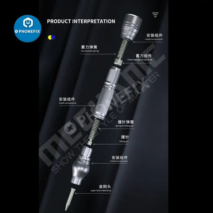 PhoneFIX screen tool for removing back glass, fixture housing, and disassembling phone batteries in electronic repairs.