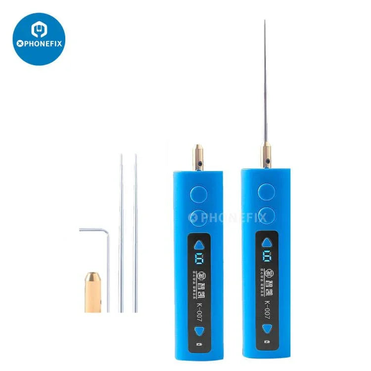 Hand-held PHONEFIX electric OCA glue removal tool for phone LCD screen repair, with precision tip and ergonomic design