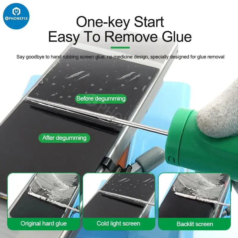 Relife RL-056E intelligent glue remover machine for screen repair, used for removing OCA glue in phone screen fixing.