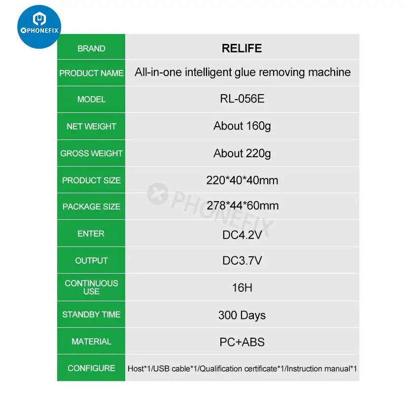 PhoneFix Relife RL-056E intelligent glue remover machine for screen repair, designed to remove OCA glue from smartphone screens.