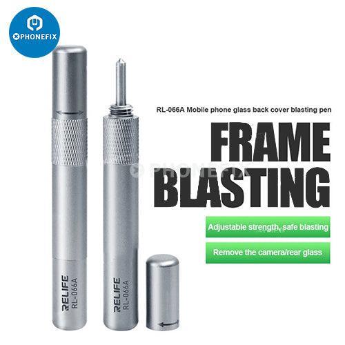 PHONEFIX RL-066 Back Cover Frame Blasting Pen used for iPhone 8-14 Pro Max screen repair, tool for removing back cover frames.