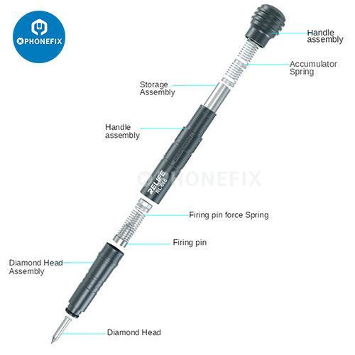 PHONEFIX RL-066 back cover frame blasting pen for iPhone 8-14 Pro Max repair, used as a screen repair tool.