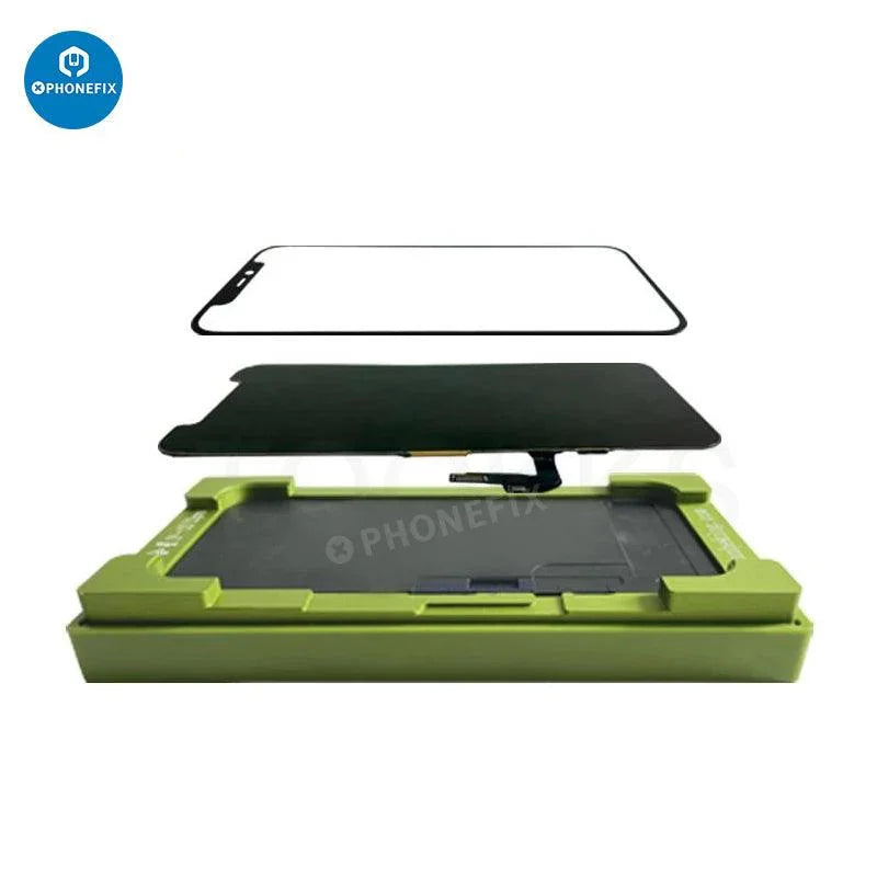 PHONEFIX alignment laminating mold for iPhone X to 16 Pro Max LCD OCA repair, screen tool for precise screen assembly.