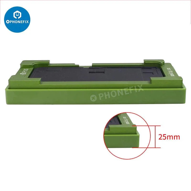 PHONEFIX alignment laminating mold for iPhone X to 16 Pro Max LCD OCA repair, screen tools for precise device assembly.