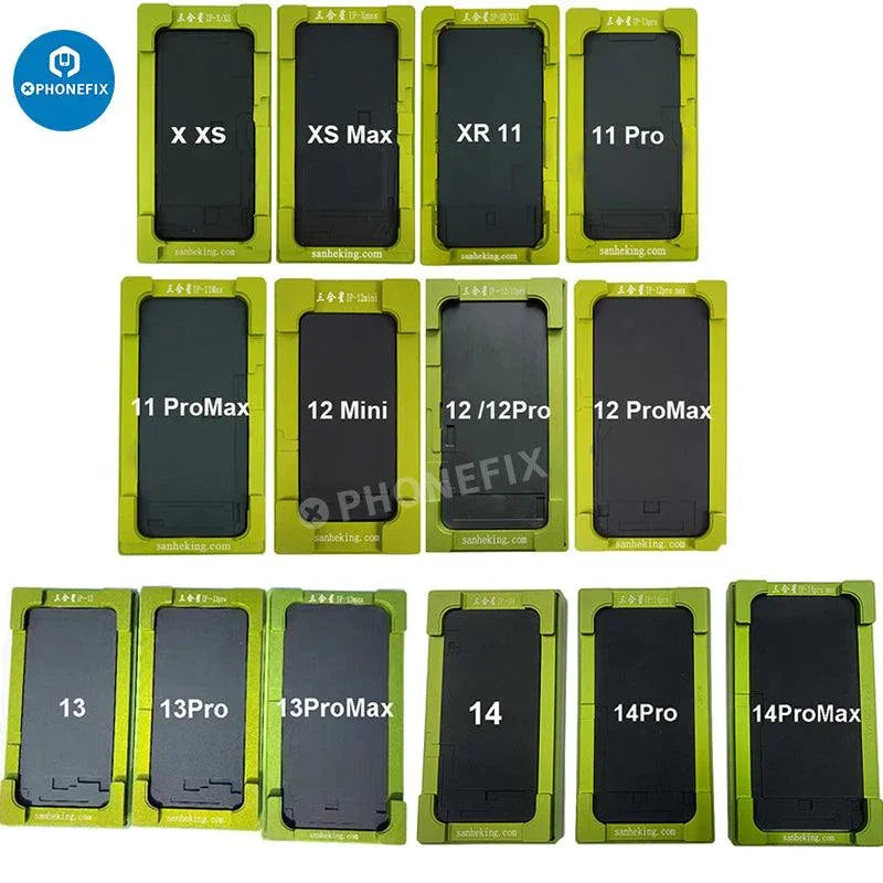 PhoneFix alignment laminating mold for iPhone X to 16 Pro Max LCD OCA repair, screen tool for precise screen assembly.