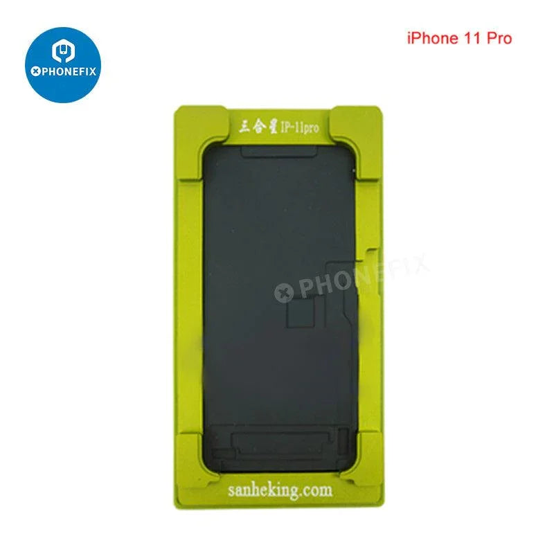 PHONEFIX alignment laminating mold for iPhone X to 16 Pro Max LCD OCA repair, screen tools for precise device assembly.