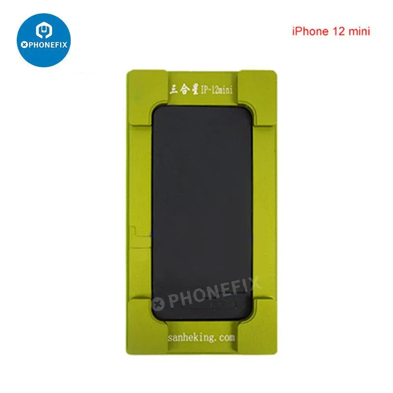 PHONEFIX alignment laminating mold for iPhone X to 16 Pro Max LCD OCA repair, screen tool for precise LCD alignment.