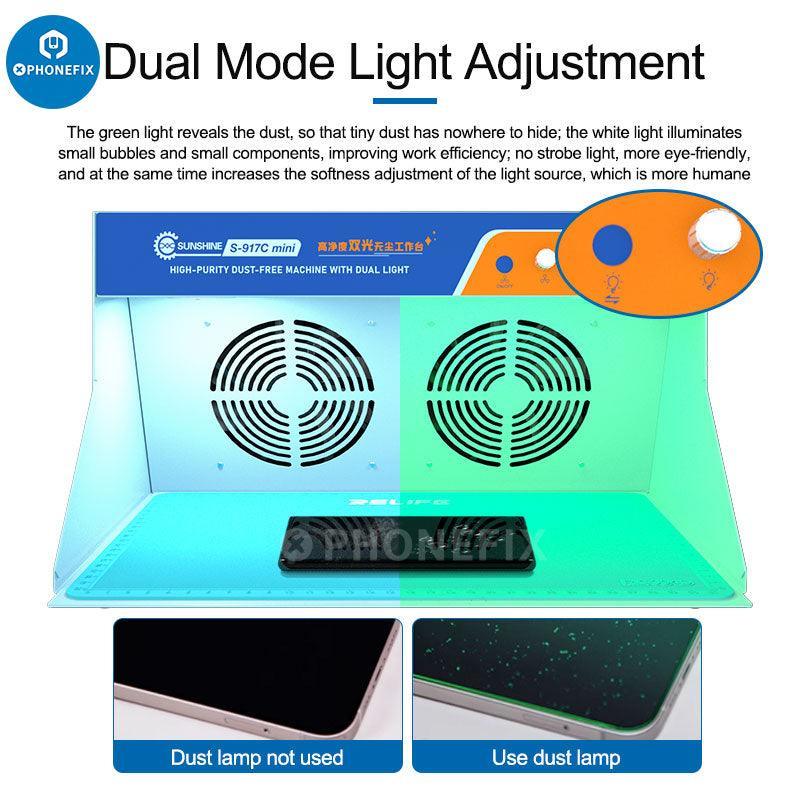 PhoneFix Sunshine SS-917C dust-free working table for screen cleaning, anti-dust workbench with screen tools, 110V.