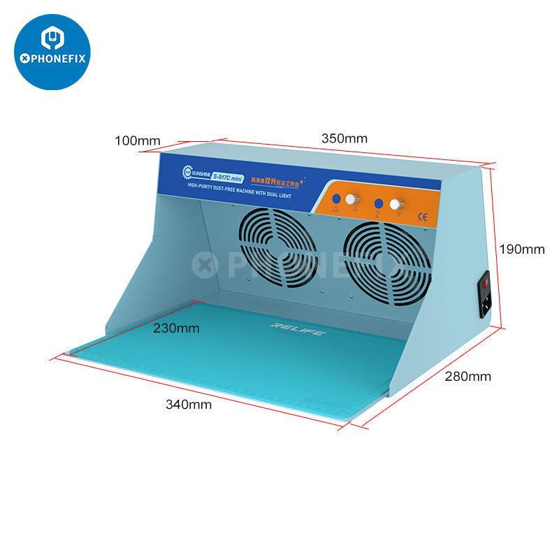 PhoneFix Sunshine SS-917C dust-free workbench for screen cleaning, featuring anti-dust surface and professional screen tool design.