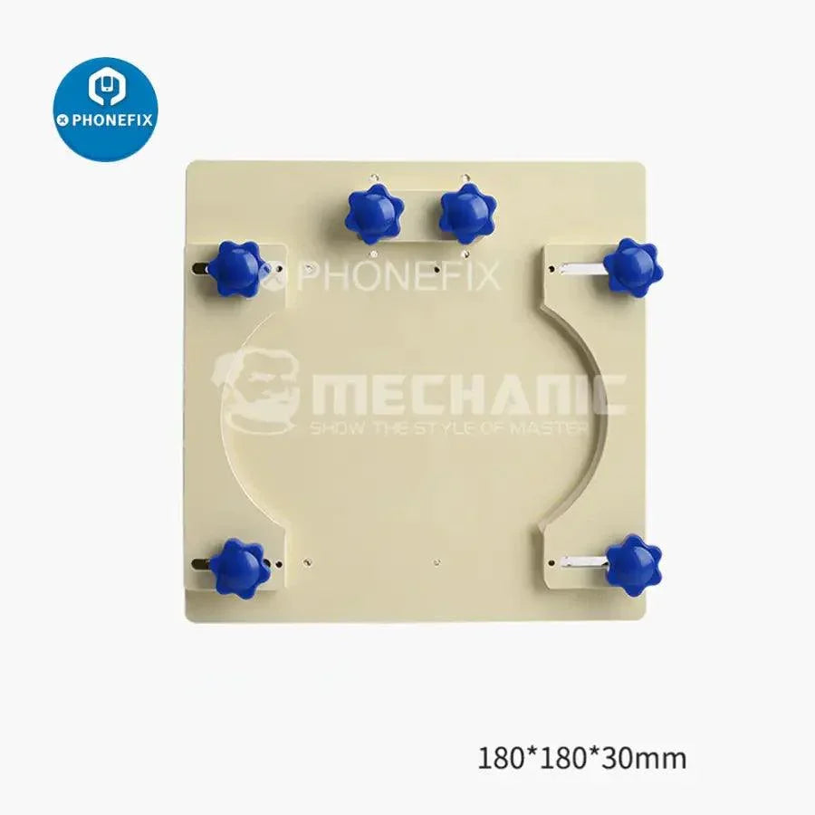 PHONEFIX mechanic spring fixture holder for LCD screen positioning, a white screen tool for phone repair and screen alignment.