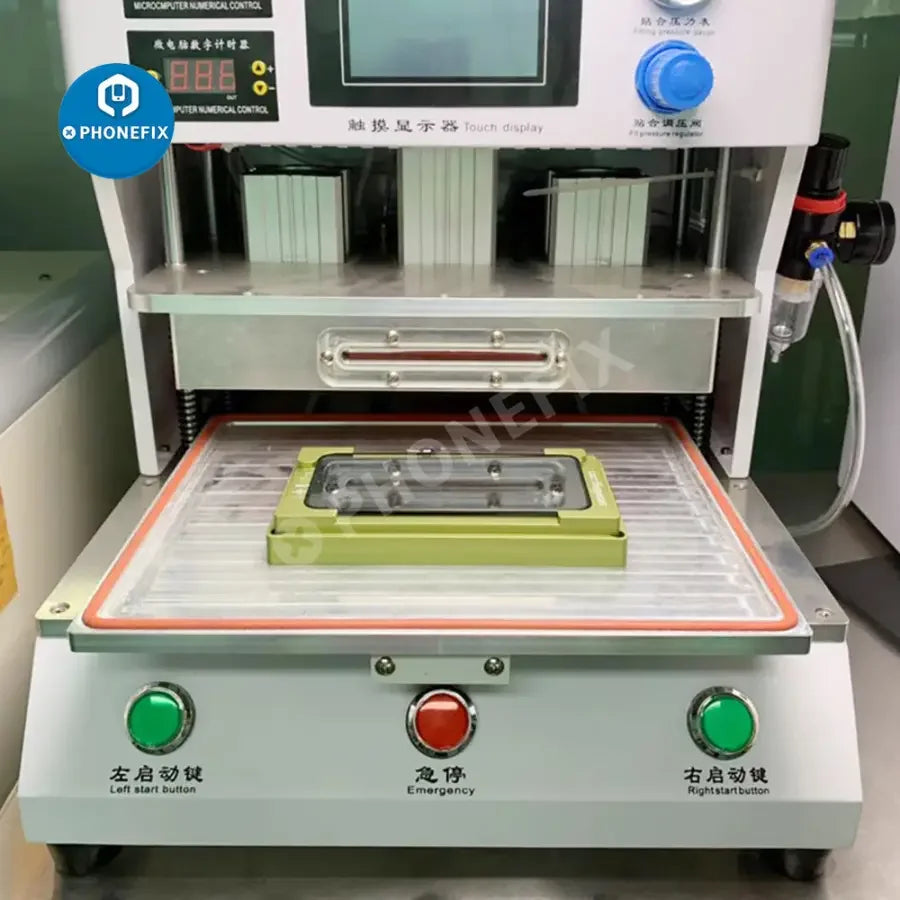 PhoneFix 2-in-1 lamination mold for iPhone X to 16 Pro Max screen refurbishing, used for LCD alignment and repair.