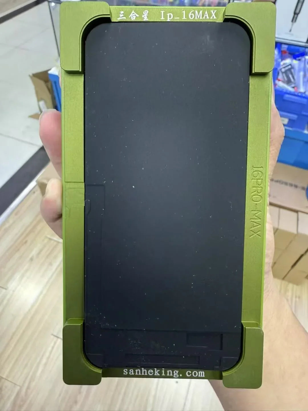 PHONEFIX lamination mold for iPhone X to 16 Pro Max screen alignment and refurbishing, precision screen repair tool.