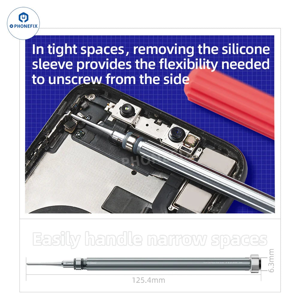 PhoneFix QianLi Point-Line-Plane 3D screwdriver set for mobile phone repair, featuring multiple precision screwdrivers.