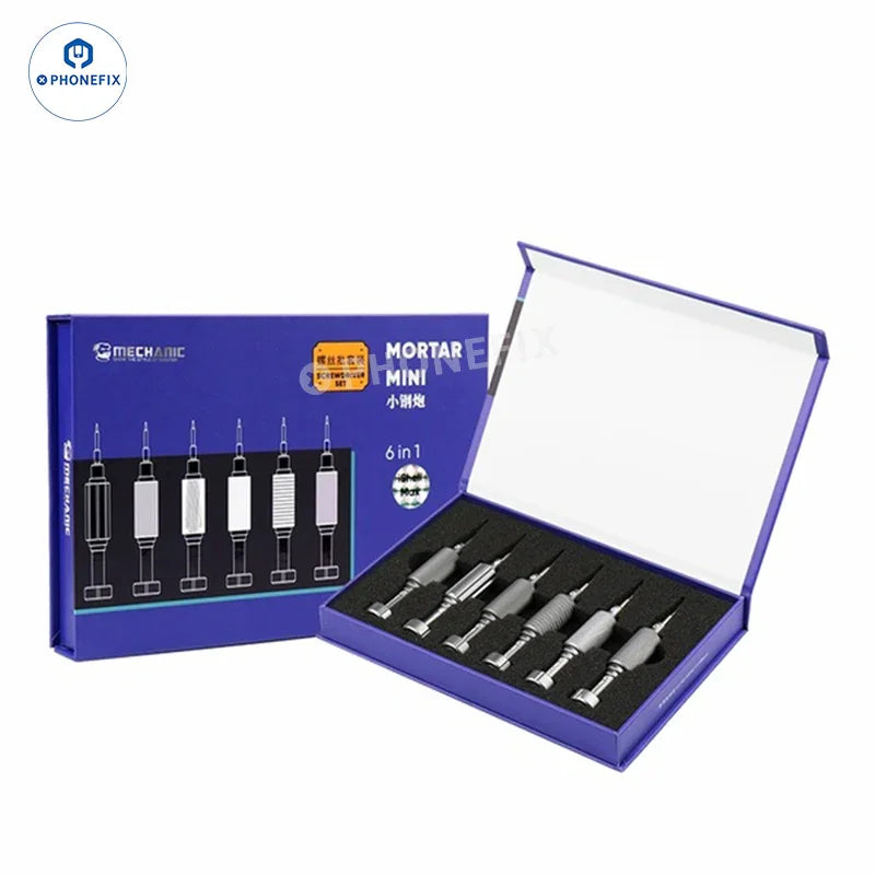 PHONEFIX iShell 6-in-1 mechanic screwdriver set with 2D and 3D screwdrivers for versatile repair tasks.