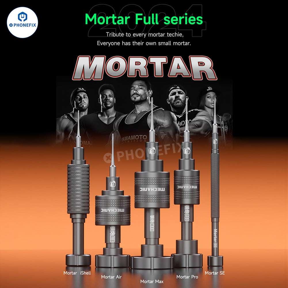 PHONEFIX MECHANIC MORTAR SE Plus/Pro/Air/Max iShell 2D 3D screwdriver set with various screwdrivers and tools in a case
