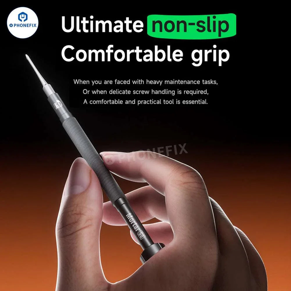 PhoneFix MECHANIC MORTAR SE Plus/Pro/Air/Max iShell 2D 3D screwdriver set with various screwdrivers and bits displayed.