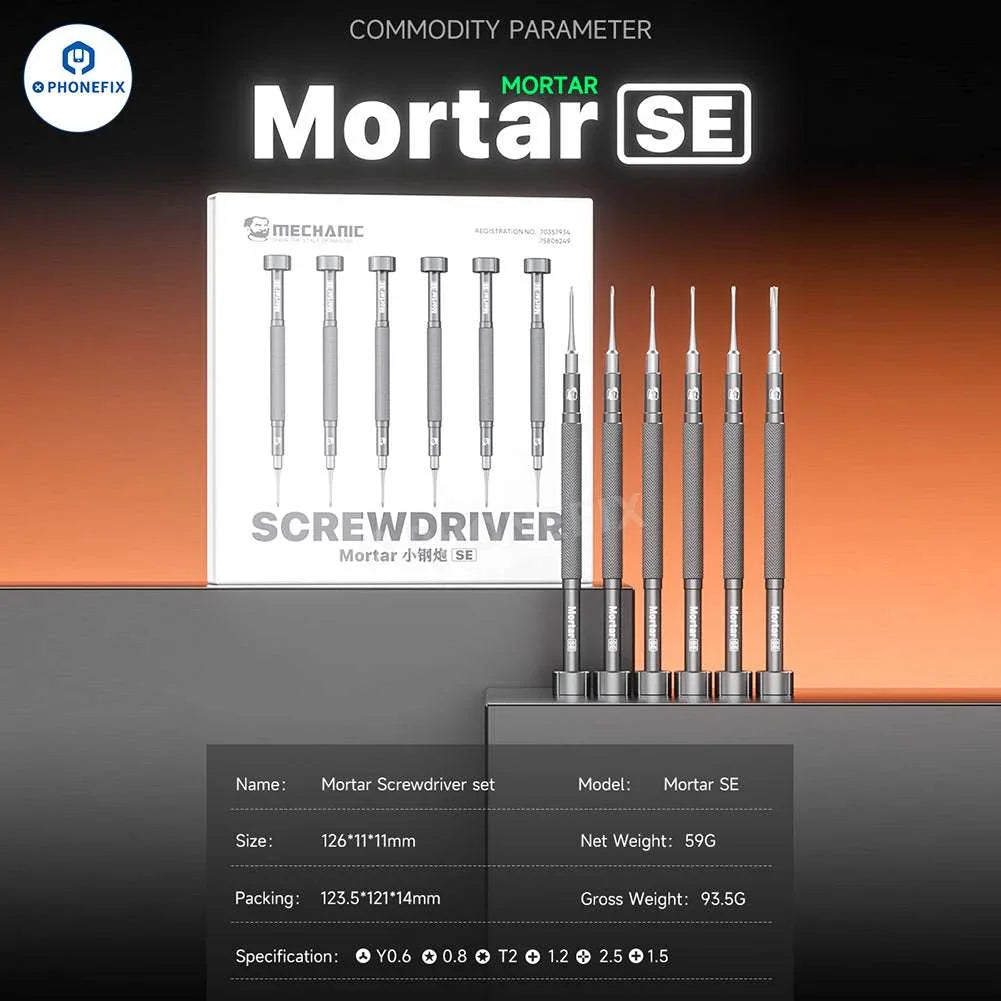 PHONEFIX mechanic screwdriver set with multiple precision screwdrivers, including 2D and 3D bits, for electronics repair.