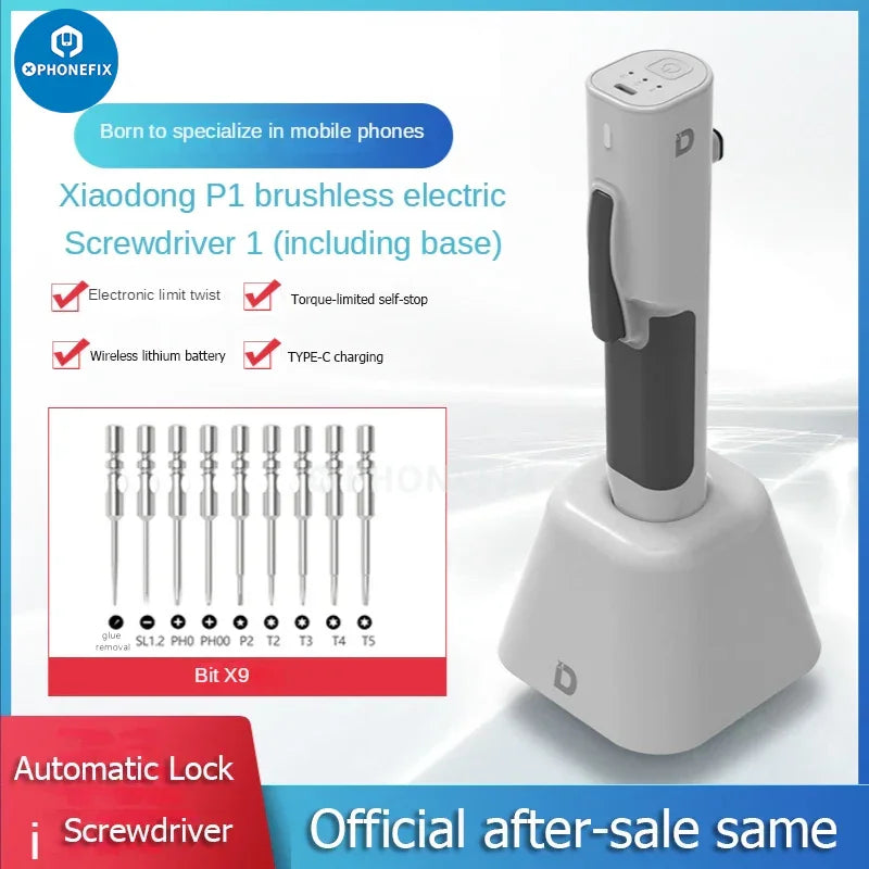 PHONEFIX XIAODONG brushless electric screwdriver for iPhone and Android tablets, compact tool for precise electronic repairs