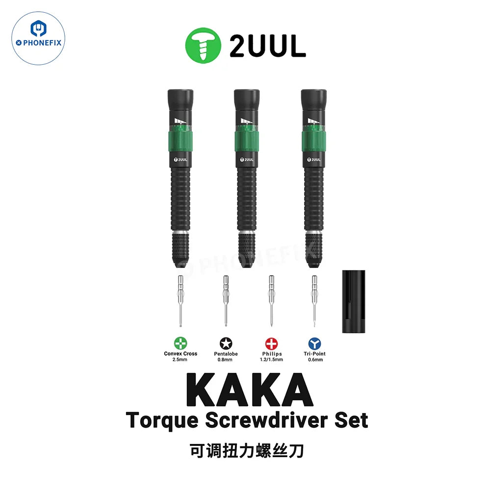PHONEFIX 2UUL KAKA torque screwdriver set for basic phone repair, featuring precision screwdrivers for mobile device maintenance.