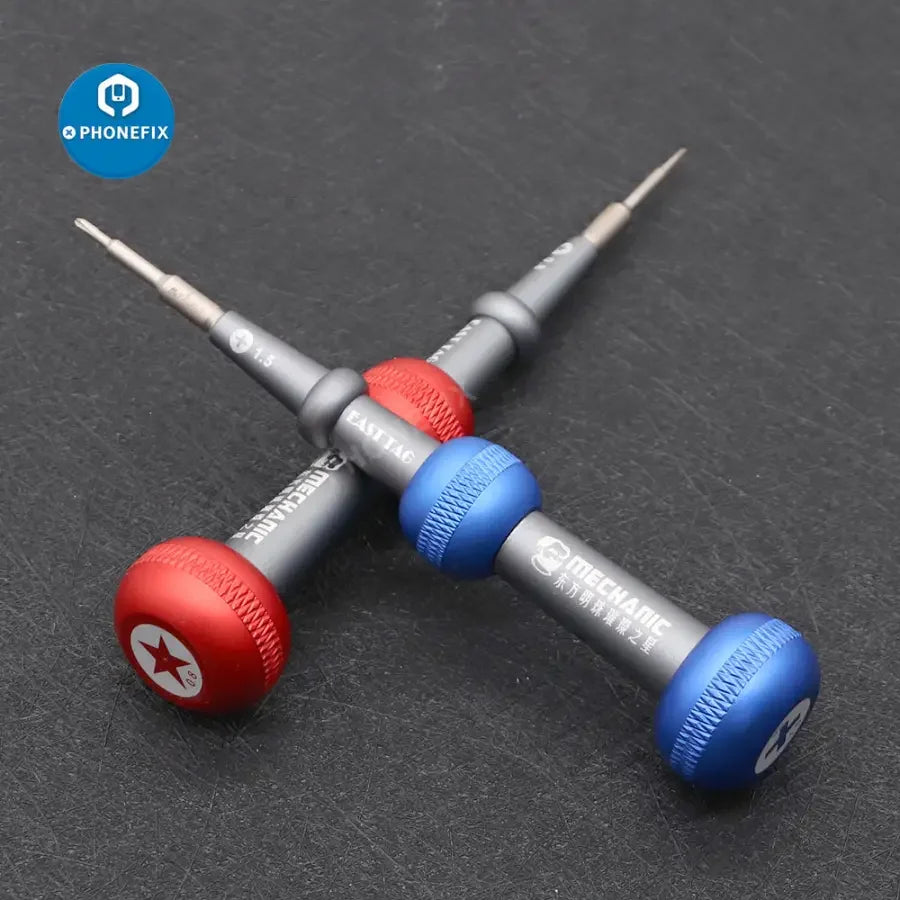 PHONEFIX Mechanic Easttag 2D alloy magnetic screwdriver for iPhone repair toolkit, showing the precision screwdriver with magnetic tip.