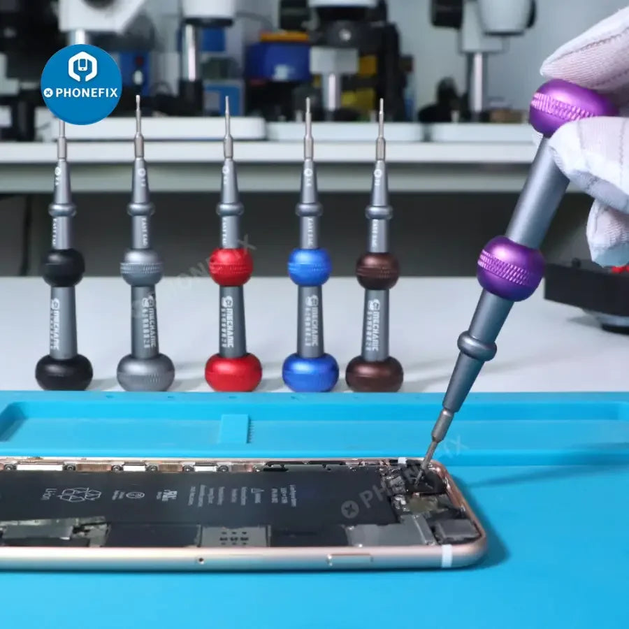 PHONEFIX Mechanic Easttag 2D alloy magnetic screwdriver for iPhone repair toolkit, showing precision magnetic tip and ergonomic handle.