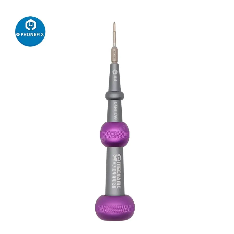 PHONEFIX Mechanic Easttag 2D Alloy Magnetic Screwdriver for iPhone repair toolkit, showing the precision magnetic screwdriver in use.