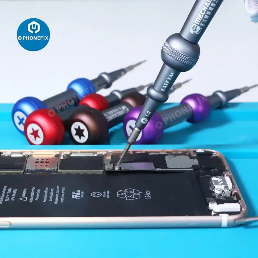 PhoneFix Mechanic Easttag 2D alloy magnetic screwdriver for iPhone repair toolkit, showing a compact precision screwdriver tool.
