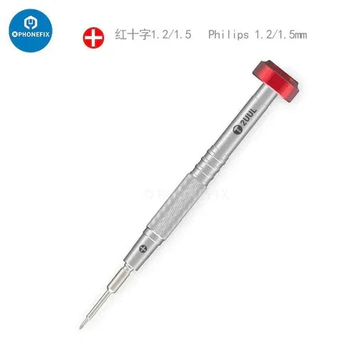 PhoneFix precision screwdriver set with P2 Pentalobe and 0.8mm tips for phone repair, professional tools kit with multiple screwdrivers.
