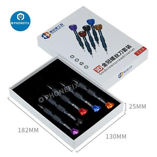 HMT 3D Precision Alloy Screwdriver Tool Kit for Phone Repair by PHONEFIX, featuring multiple screwdrivers for electronics repair.