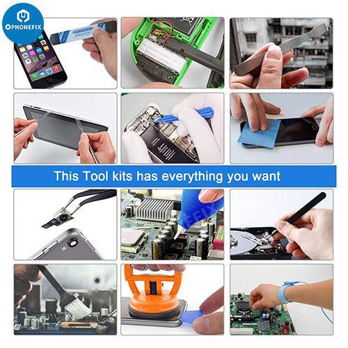 All-in-1 PHONEFIX professional electronic repair toolkit with screwdriver tools for laptops, PCs, tablets, and phones.