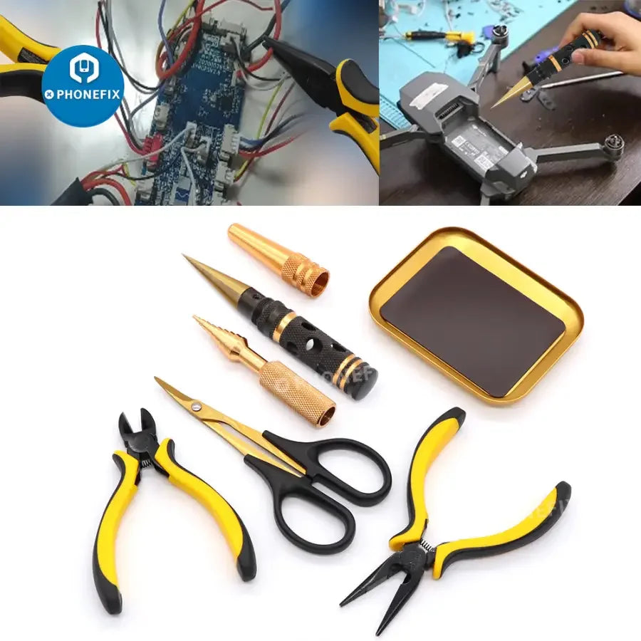 PHONEFIX 13-in-1 RC car screwdriver set with pliers, hex sleeves, and socket tools for precise repair and maintenance.