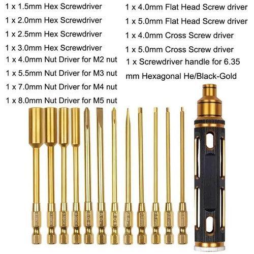 PHONEFIX All-In-1 RC Car screwdriver set with pliers, hex sleeves, and sockets for repair and maintenance tools.