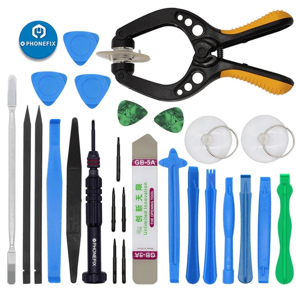 PHONEFIX multifunction screwdriver set with pry opening tools for mobile phone repair, designed for precise electronic device fixing.