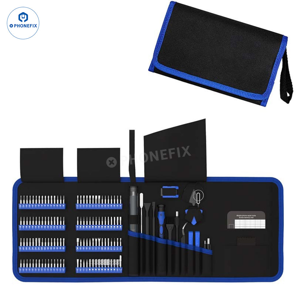 PHONEFIX multi-bit precision power screwdriver with electronic toolkit, showing interchangeable bits and ergonomic handle.